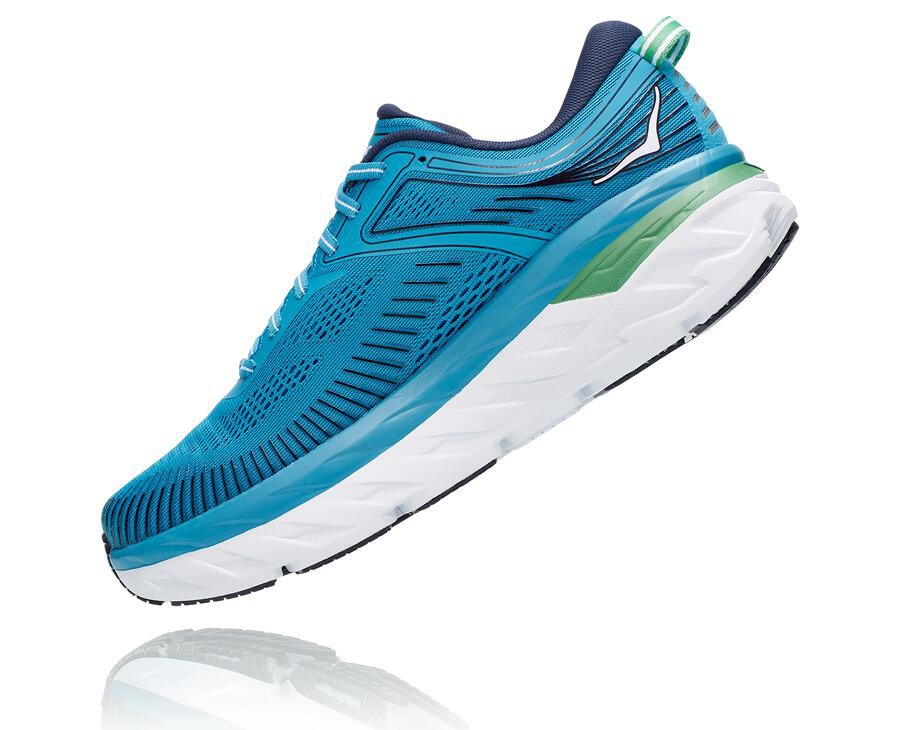 Zapatillas Running Hoka One One Hombre - Bondi 7 - Azules/Blancas - WJH491065